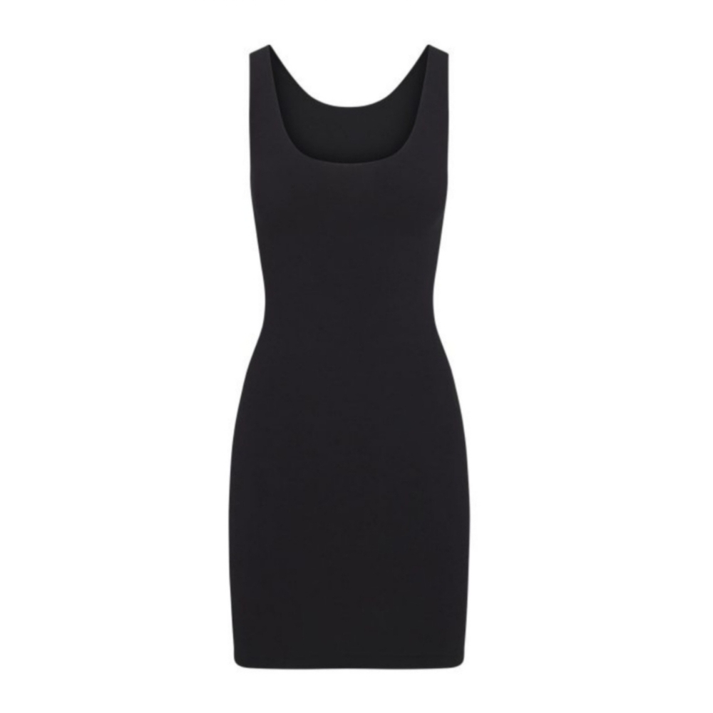 NWT SKIMS Sleep Cotton Jersey Mini Dress Nightgown Scoop Neck Sz Lrg Soot/Black - Picture 5 of 16